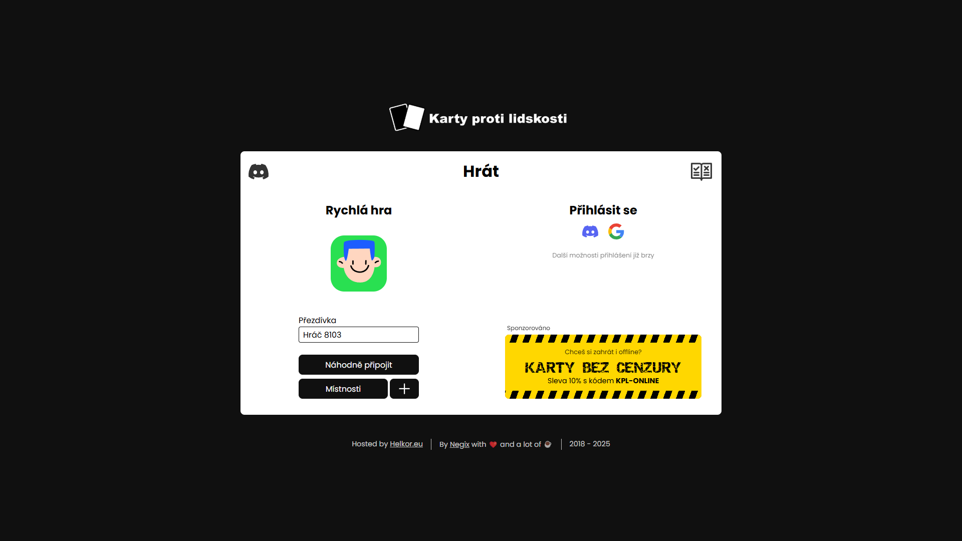 Obrázek projektu Karty proti lidkosti - Sára Hýžová