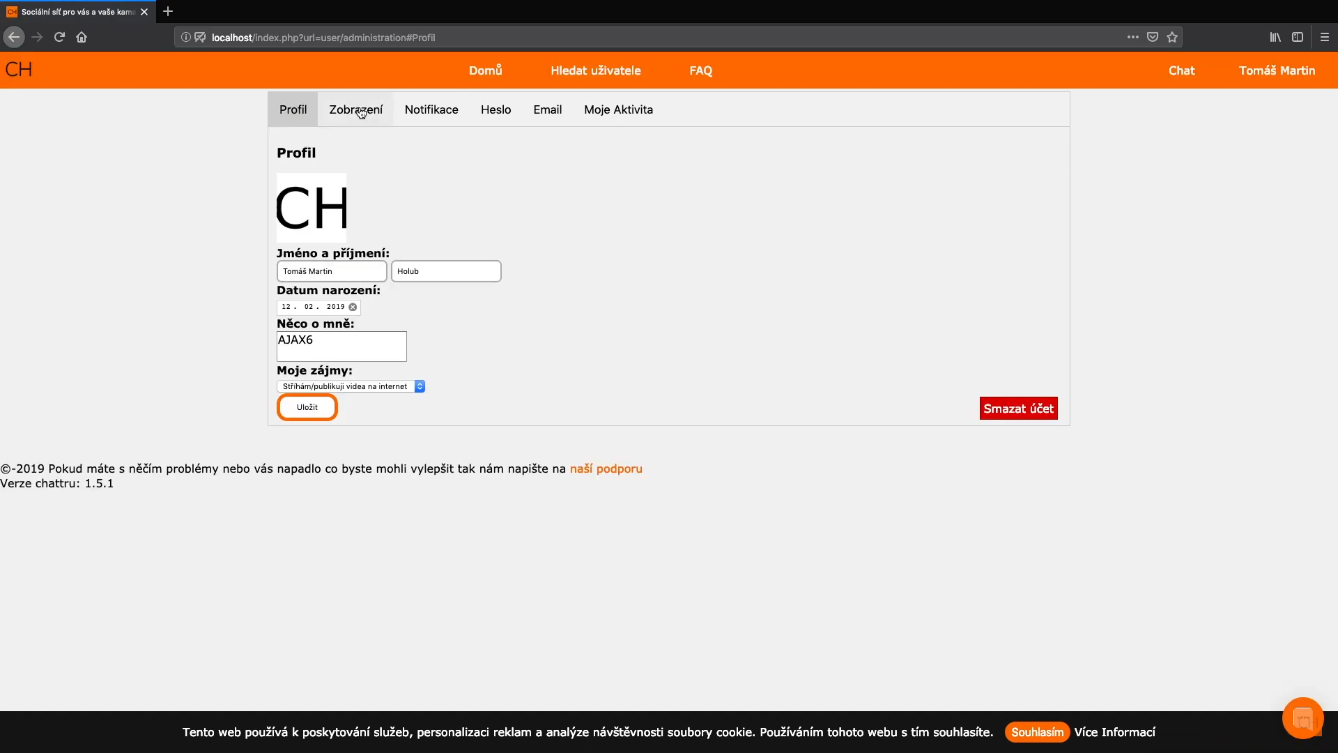 Obrázek projektu Chattr - Sára Hýžová