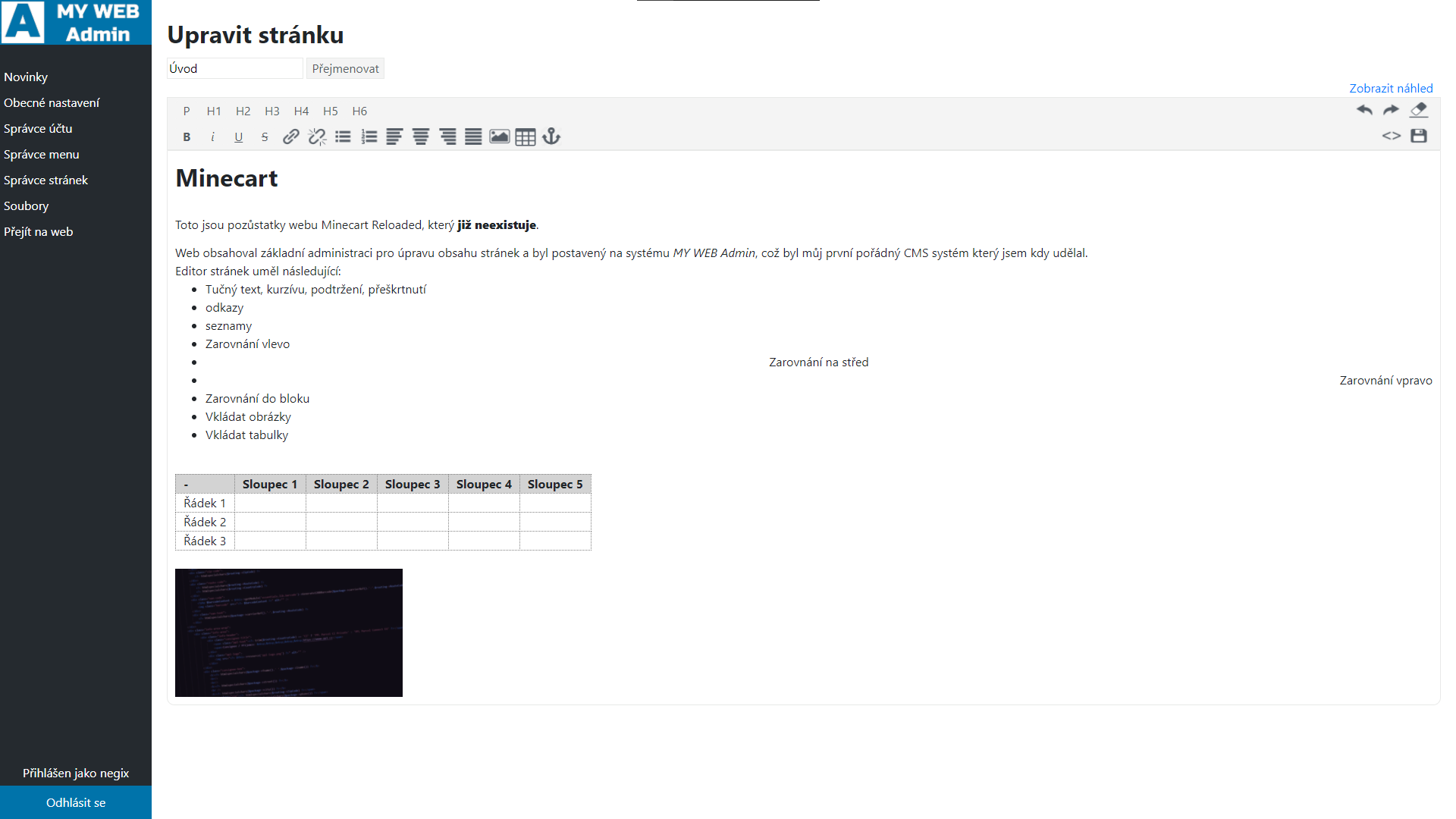 Obrázek projektu Minecart - Sára Hýžová
